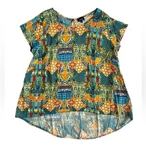 Jones New York Geometric Patterned Blouse Womens 1X